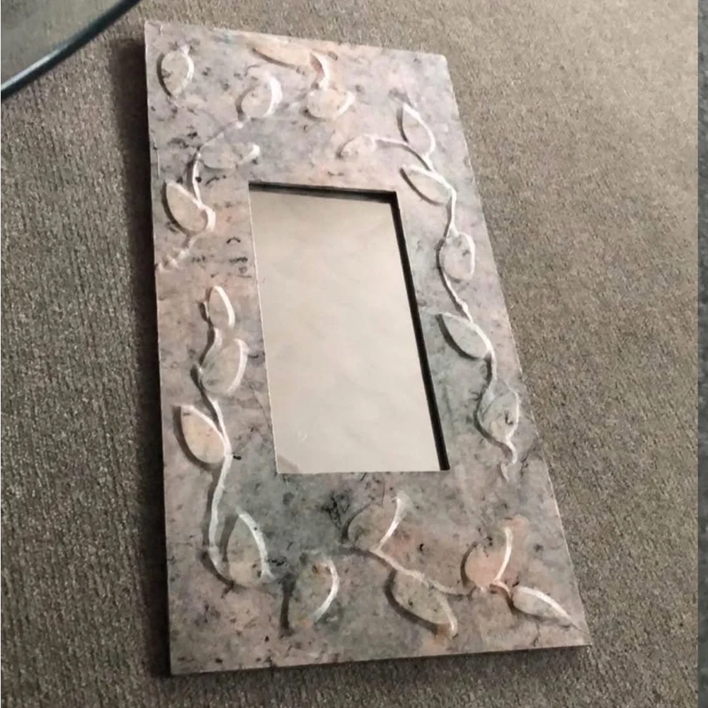 Floral Rectangular Mirror with Textured Frame Beautiful papier-mâché style